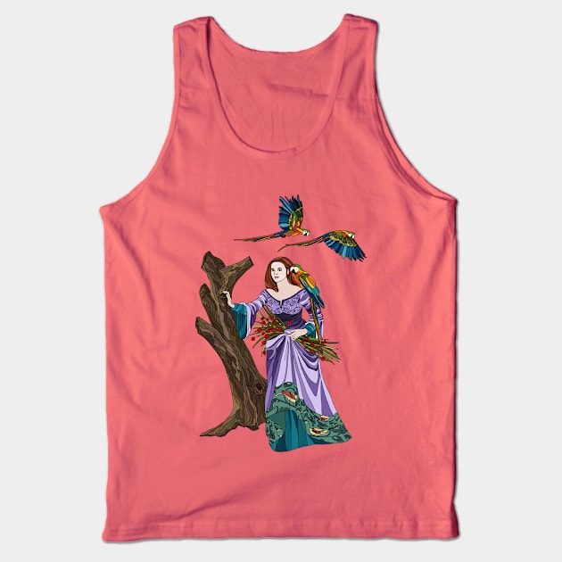 Lady with macaws Tank Top by Quality Quail